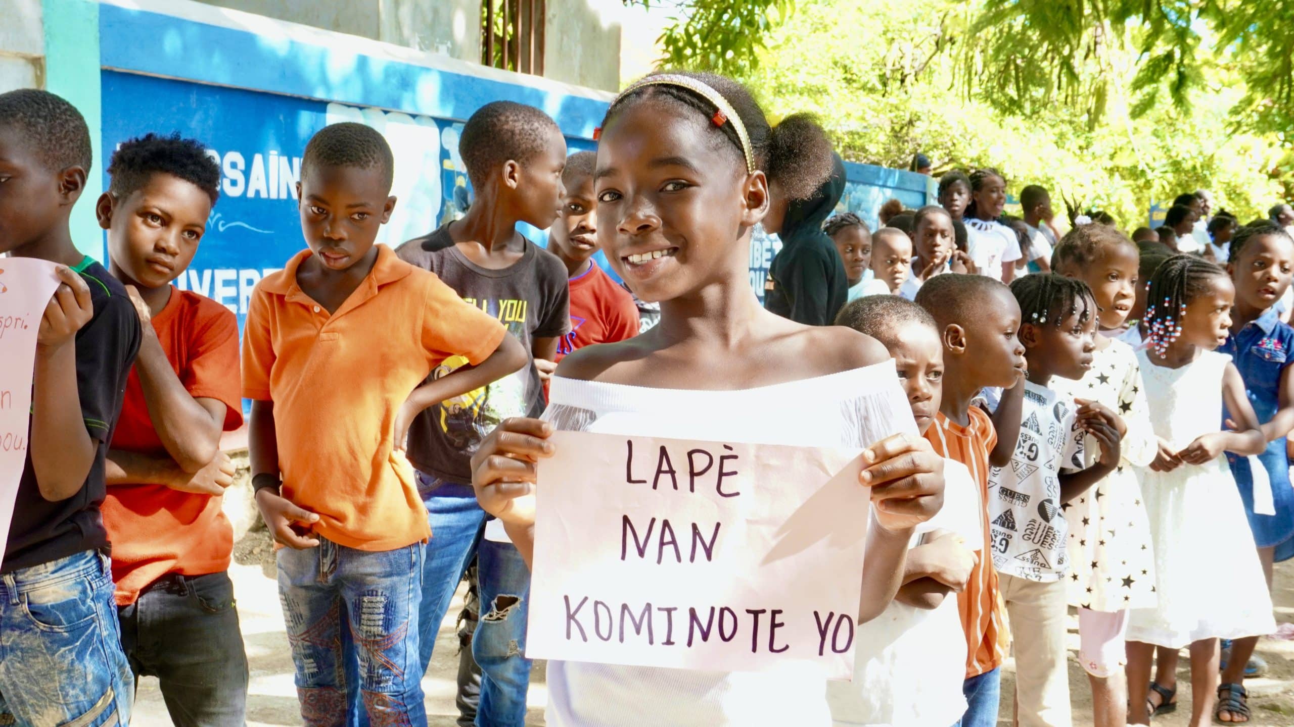 A student-led peace march at MCLC.