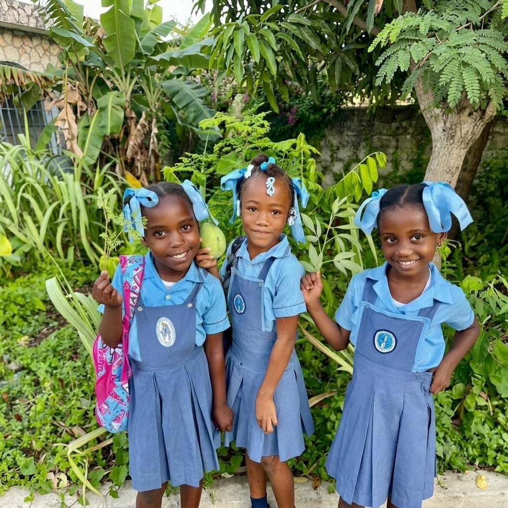 Three school girls